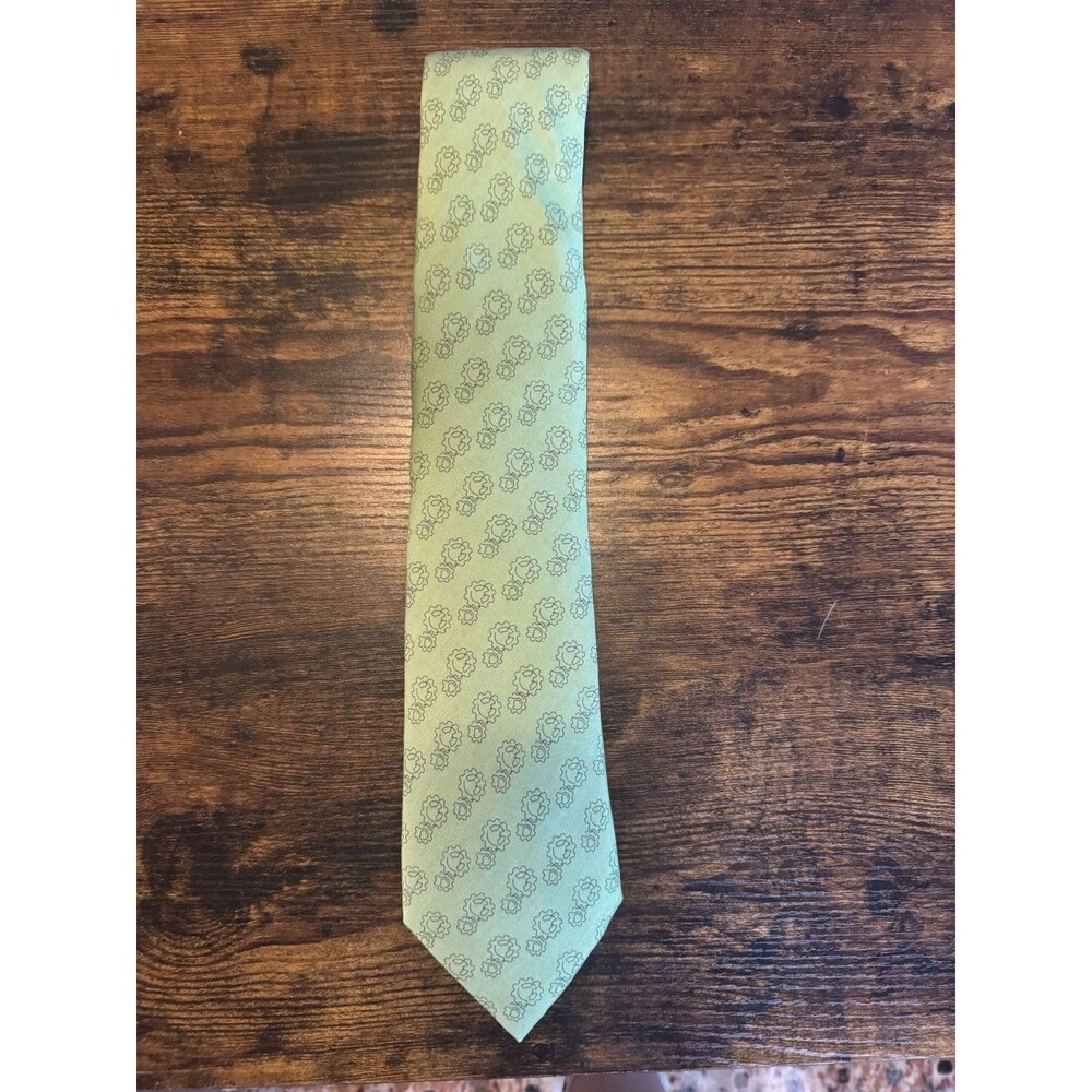 Vineyard Vines Custom Silk Tie Green Gears Cogs Whimsical Nautical Engineer